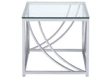 720497 Lille Square Glass Top Side End Table Chrome