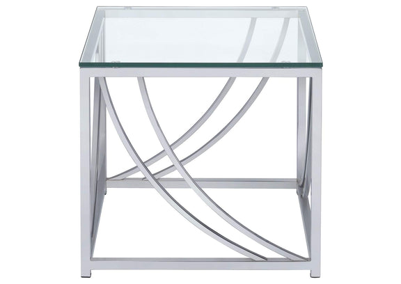 720497 Lille Square Glass Top Side End Table Chrome
