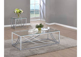 720498-S2 Lille 2-piece Glass Top Coffee And End Table Set Chrome