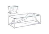 720498-S2 Lille 2-piece Glass Top Coffee And End Table Set Chrome