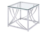 720498-S2 Lille 2-piece Glass Top Coffee And End Table Set Chrome