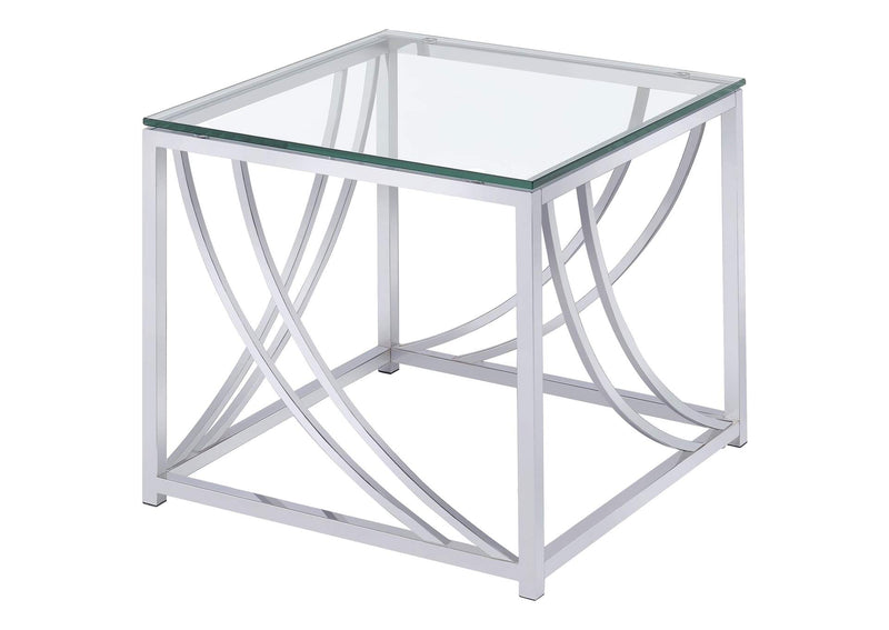 720498-S2 Lille 2-piece Glass Top Coffee And End Table Set Chrome