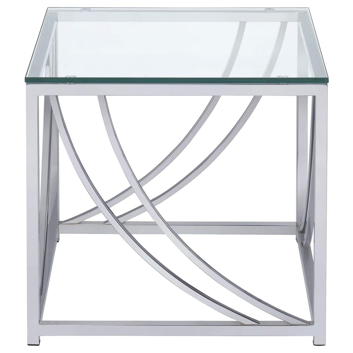 720498-S2 Lille 2-piece Glass Top Coffee And End Table Set Chrome