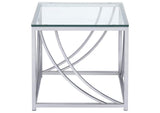 720498-S2 Lille 2-piece Glass Top Coffee And End Table Set Chrome