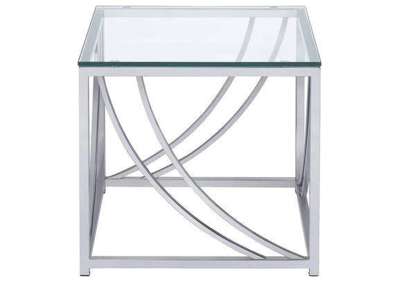 720498-S2 Lille 2-piece Glass Top Coffee And End Table Set Chrome
