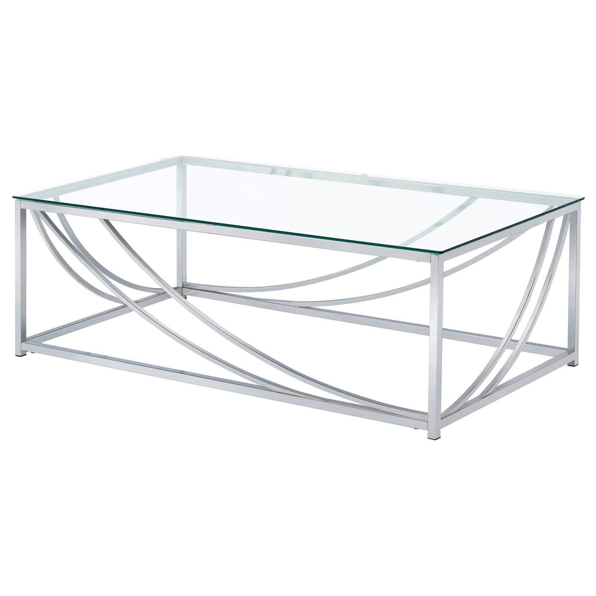 720498-S2 Lille 2-piece Glass Top Coffee And End Table Set Chrome