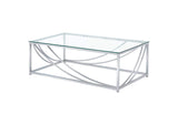 720498-S2 Lille 2-piece Glass Top Coffee And End Table Set Chrome