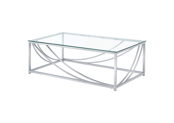 720498-S2 Lille 2-piece Glass Top Coffee And End Table Set Chrome