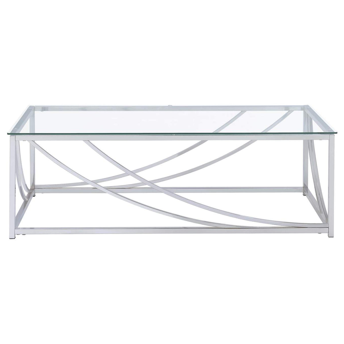 720498-S2 Lille 2-piece Glass Top Coffee And End Table Set Chrome