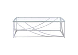 720498-S2 Lille 2-piece Glass Top Coffee And End Table Set Chrome