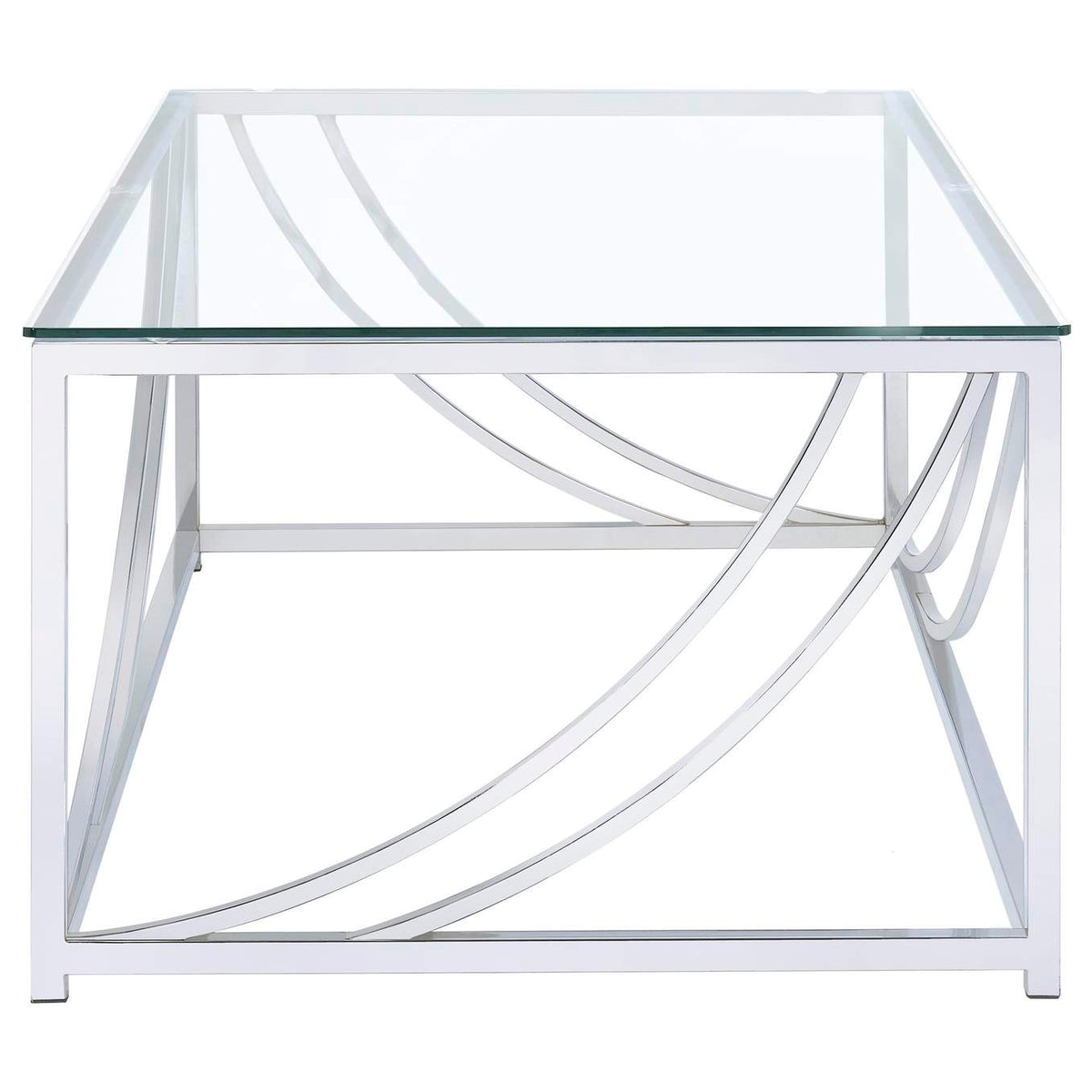 720498-S2 Lille 2-piece Glass Top Coffee And End Table Set Chrome