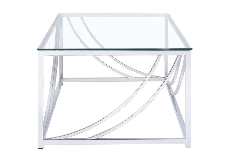 720498-S2 Lille 2-piece Glass Top Coffee And End Table Set Chrome
