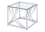 720498-S3 Lille 3-piece Glass Top Coffee And End Table Set Chrome