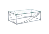 720498-S3 Lille 3-piece Glass Top Coffee And End Table Set Chrome
