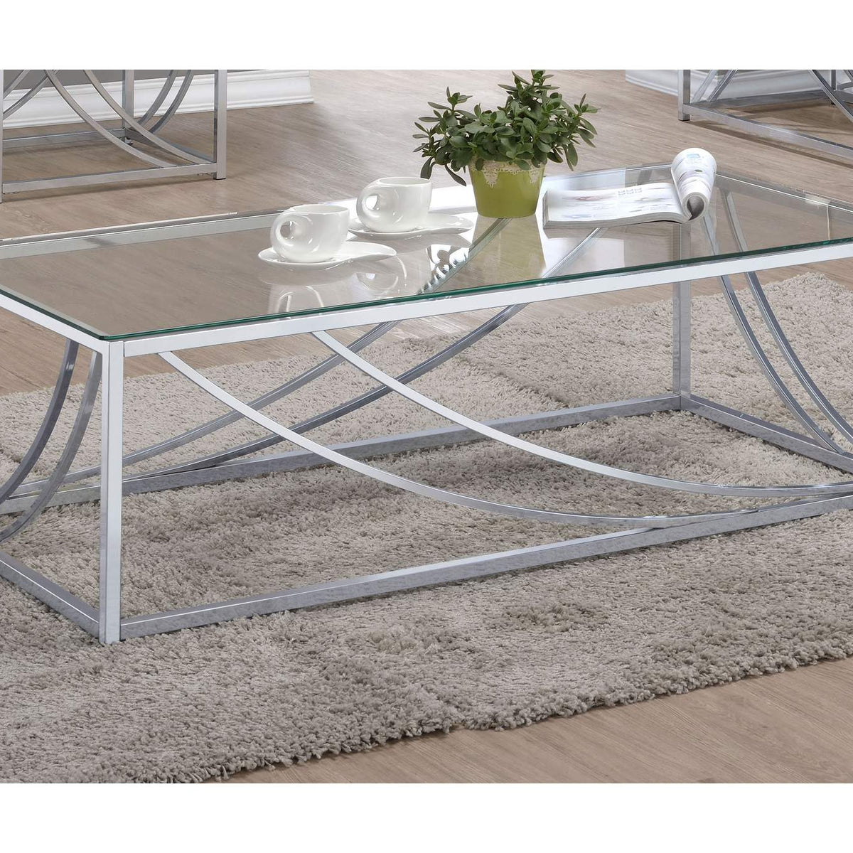 720498 Lille Rectangular Glass Top Coffee Table Chrome