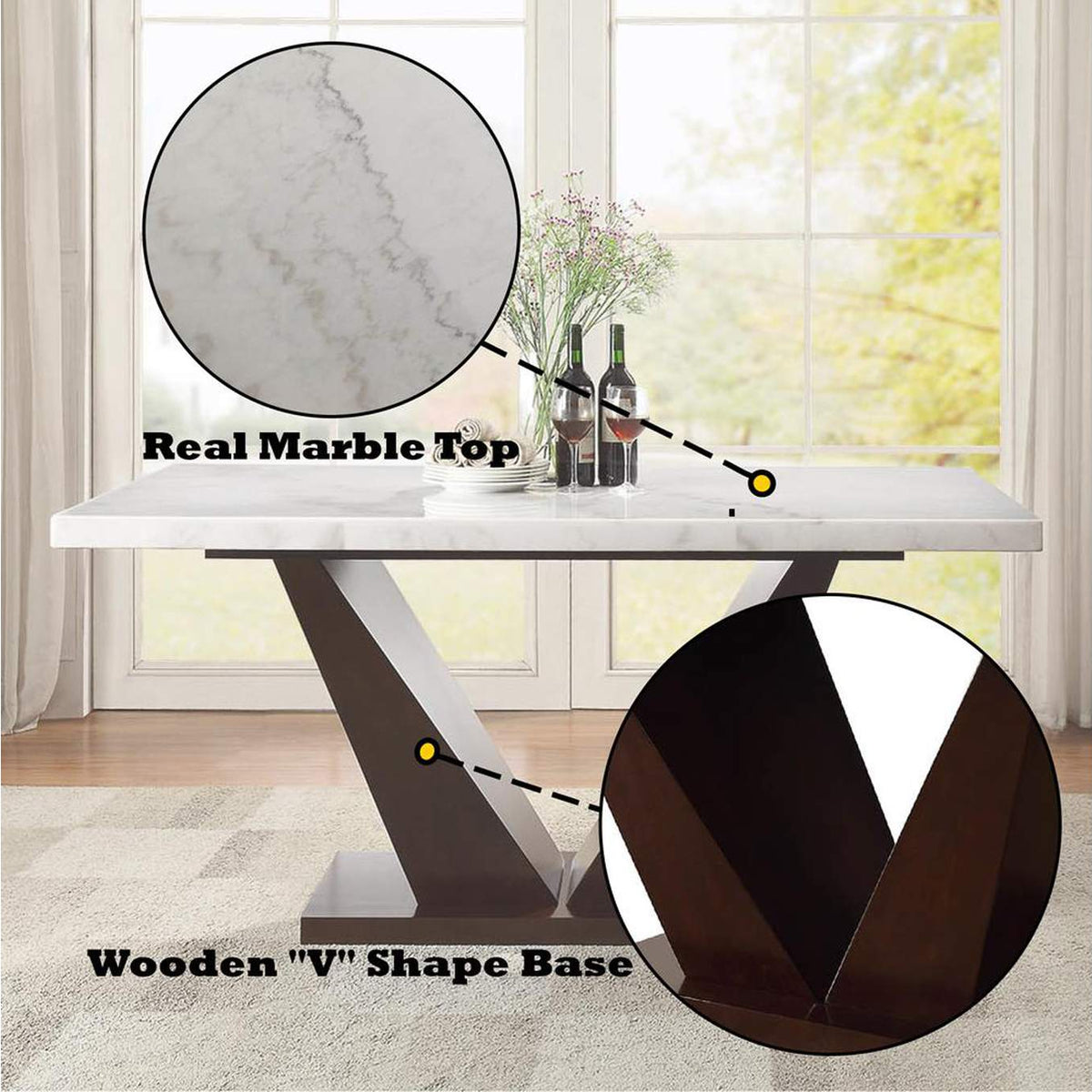 72120 Forbes Dining Table with Marble Top