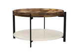 721888 Adhvik Round Wood Top Marble Shelf Coffee Table Natural