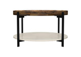 721888 Adhvik Round Wood Top Marble Shelf Coffee Table Natural