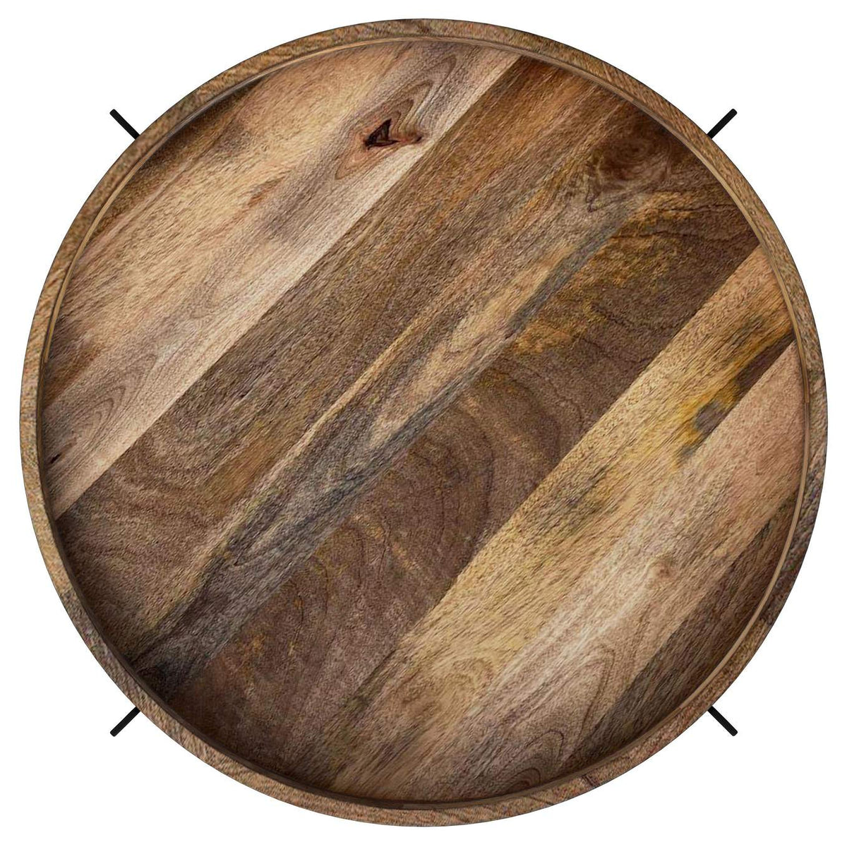 721888 Adhvik Round Wood Top Marble Shelf Coffee Table Natural