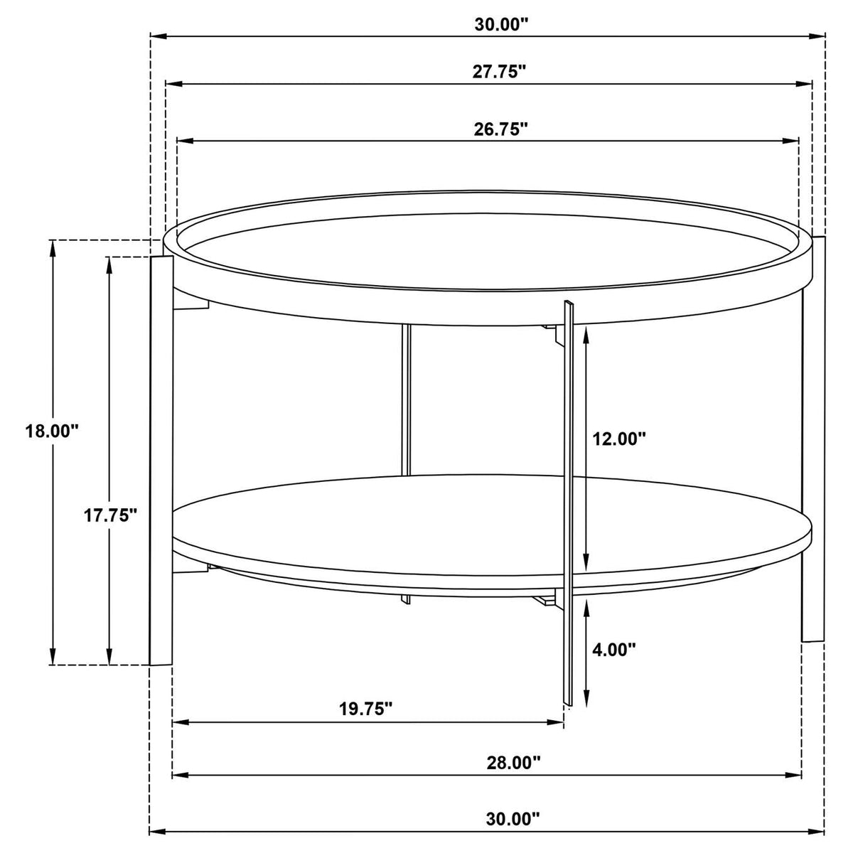 721888 Adhvik Round Wood Top Marble Shelf Coffee Table Natural