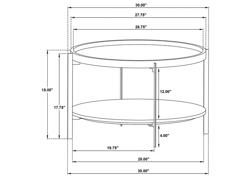 721888 Adhvik Round Wood Top Marble Shelf Coffee Table Natural