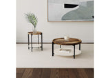 721888 Adhvik Round Wood Top Marble Shelf Coffee Table Natural