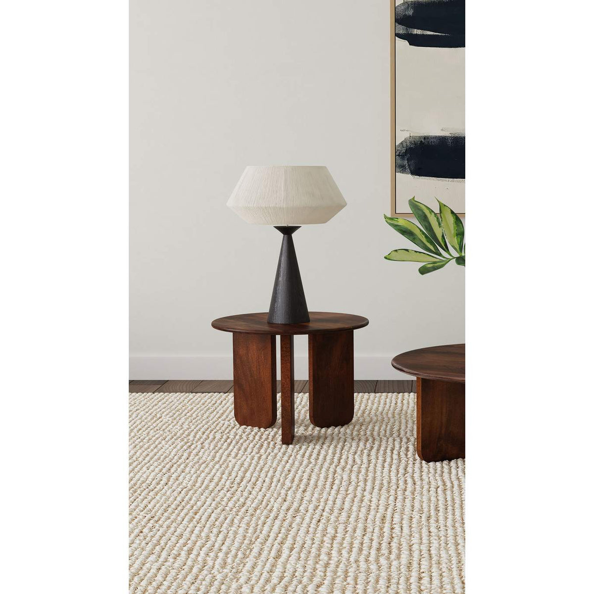 721997 Dale Round Solid Mango Wood Side End Table Brown