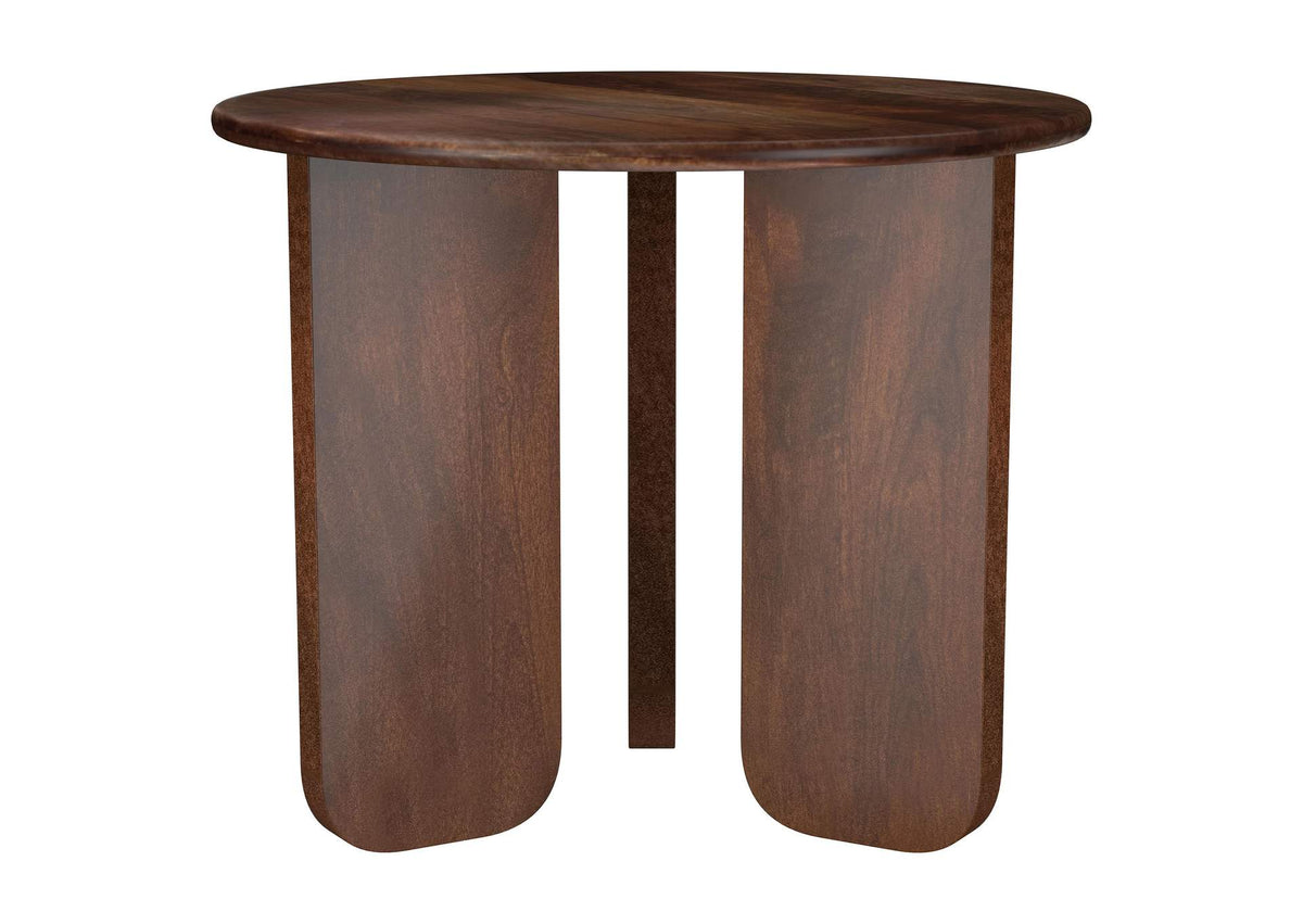 721997 Dale Round Solid Mango Wood Side End Table Brown