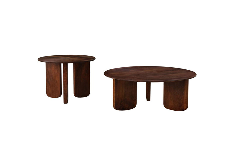 721998-S2 Dale 2-piece Solid Wood Coffee and End Table Set Brown