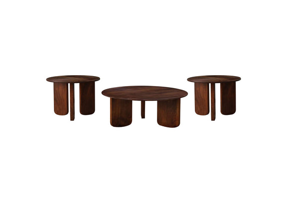 721998-S3 Dale 3-piece Solid Wood Coffee and End Table Set Brown