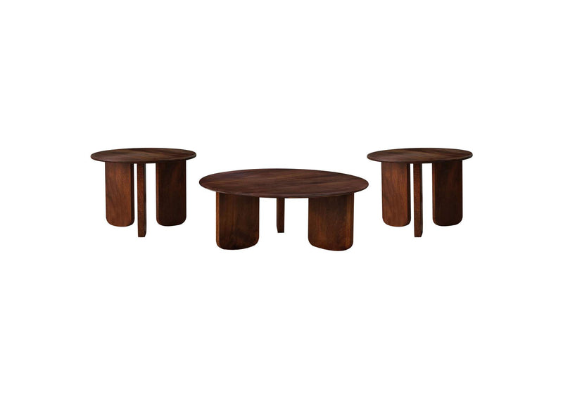 721998-S3 Dale 3-piece Solid Wood Coffee and End Table Set Brown
