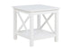 722087 Skyview Square Pine Wood Side End Table with Shelf White
