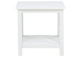 722087 Skyview Square Pine Wood Side End Table with Shelf White