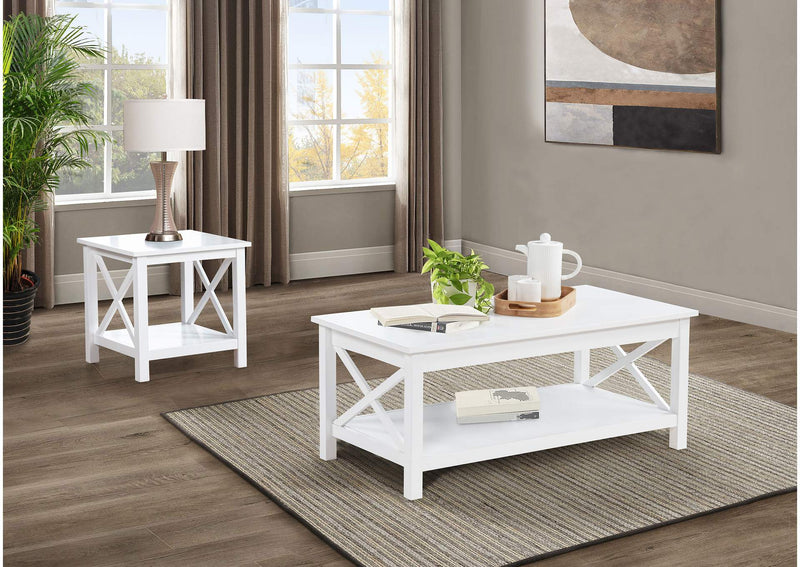 722088-S2 Skyview 2-piece Rectangular Lift Top Coffee Table Set White