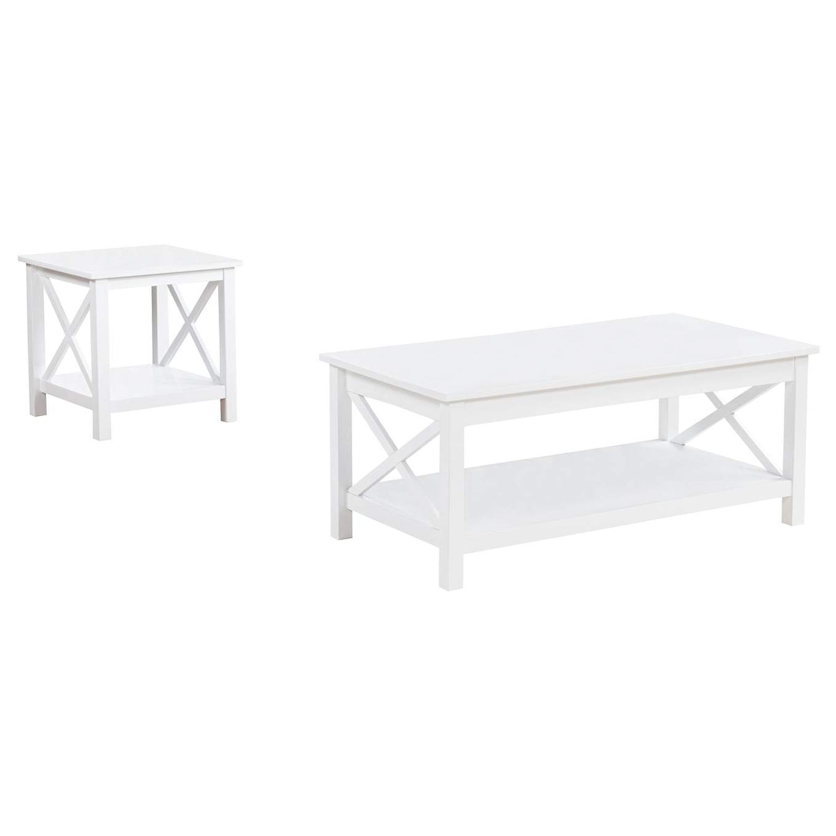 722088-S2 Skyview 2-piece Rectangular Lift Top Coffee Table Set White