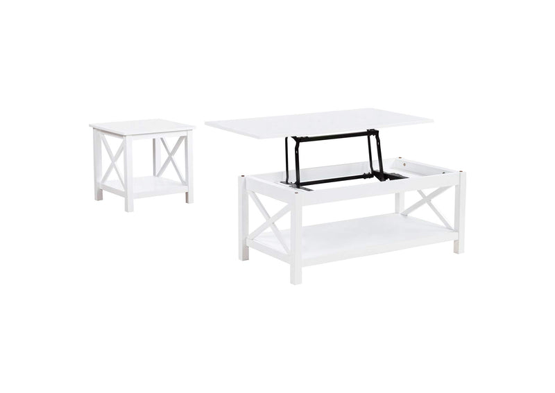722088-S2 Skyview 2-piece Rectangular Lift Top Coffee Table Set White