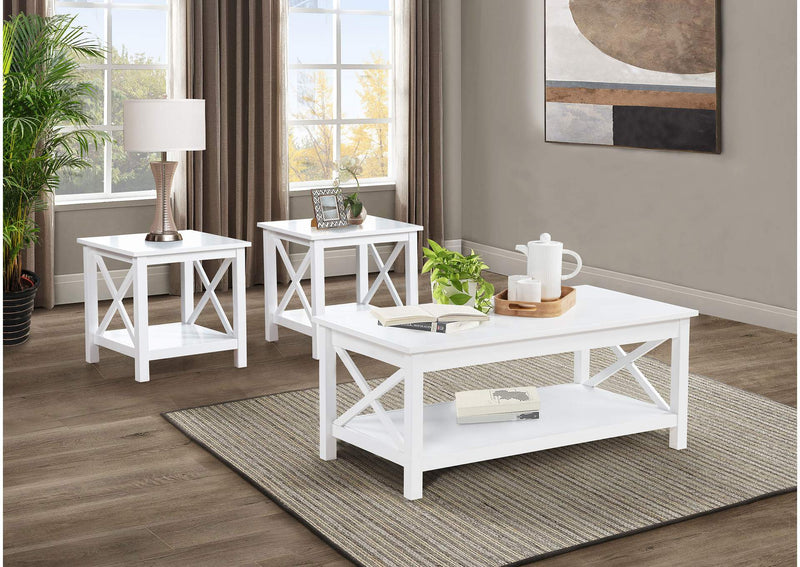 722088-S3 Skyview 3-piece Rectangular Lift Top Coffee Table Set White
