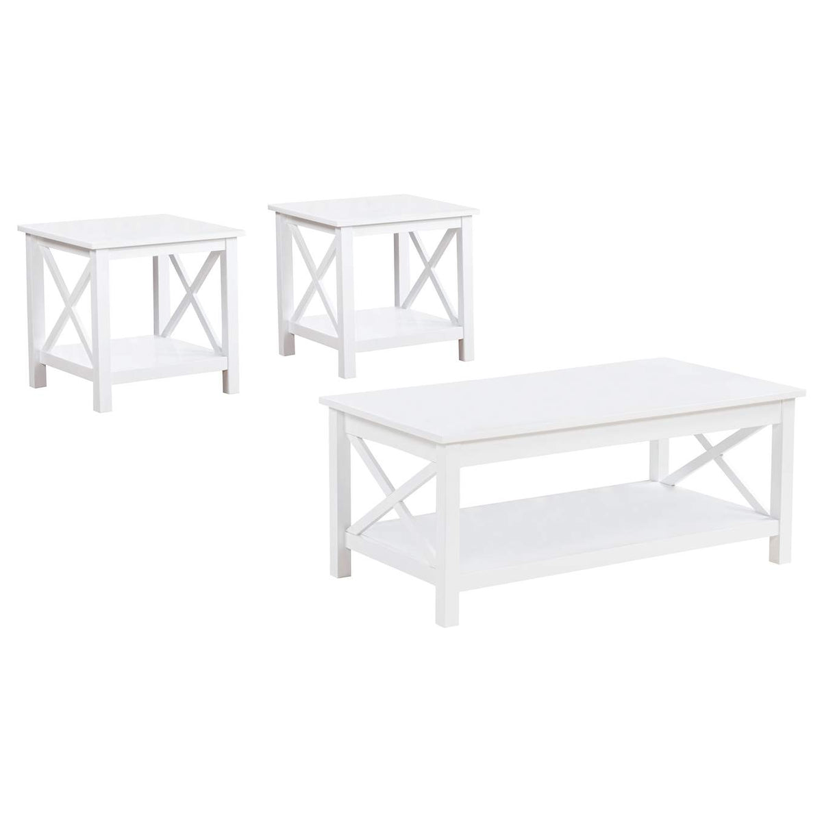 722088-S3 Skyview 3-piece Rectangular Lift Top Coffee Table Set White