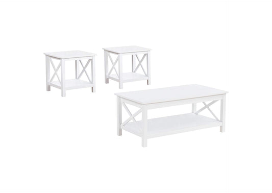 722088-S3 Skyview 3-piece Rectangular Lift Top Coffee Table Set White