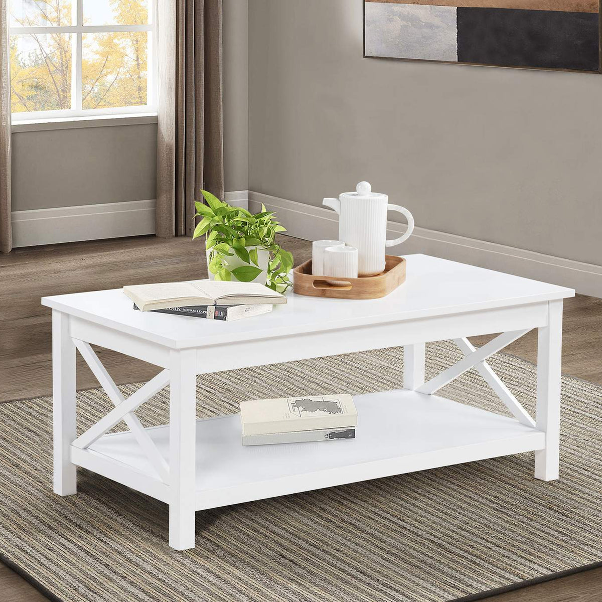 722088 Skyview 44-inch Rectangular Lift Top Coffee Table White