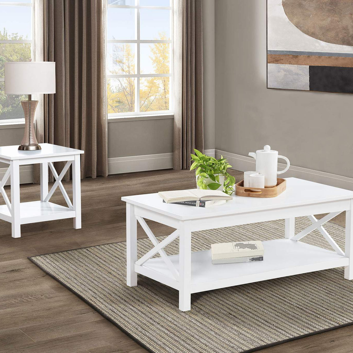 722088 Skyview 44-inch Rectangular Lift Top Coffee Table White