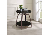 722207 Dacre Round Engineered Wood Top Side End Table Dark Charcoal