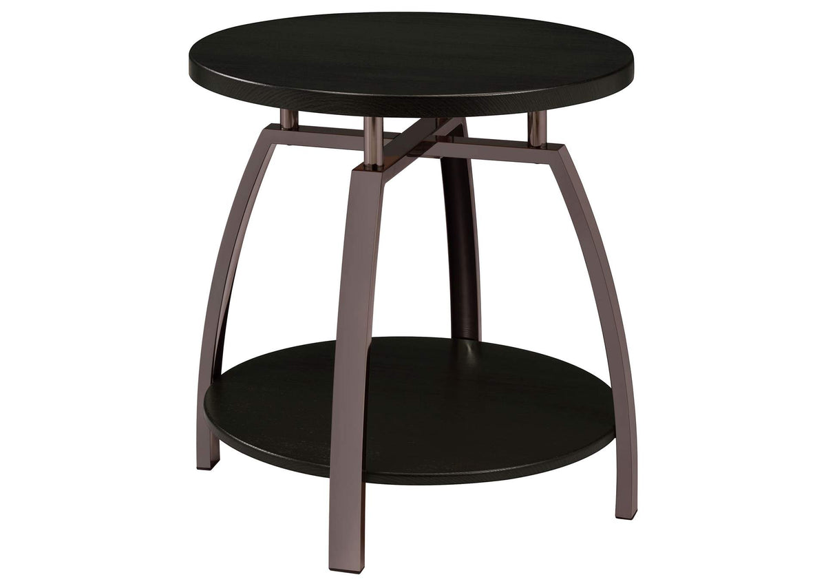 Dacre Round Engineered Wood Top Side End Table Dark Charcoal