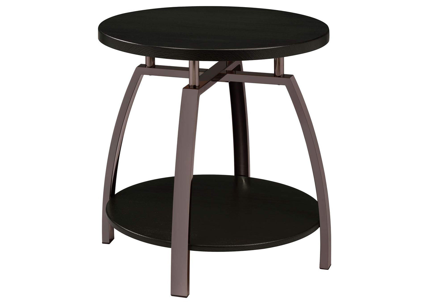 Dacre Round Engineered Wood Top Side End Table Dark Charcoal