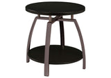 Dacre Round Engineered Wood Top Side End Table Dark Charcoal