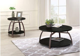 722208-S2 Dacre 2-piece Round Coffee and End Table Set Dark Charcoal