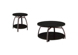 722208-S2 Dacre 2-piece Round Coffee and End Table Set Dark Charcoal