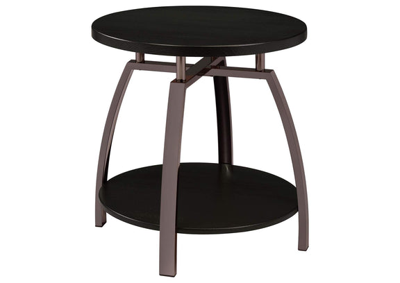 722208-S2 Dacre 2-piece Round Coffee and End Table Set Dark Charcoal