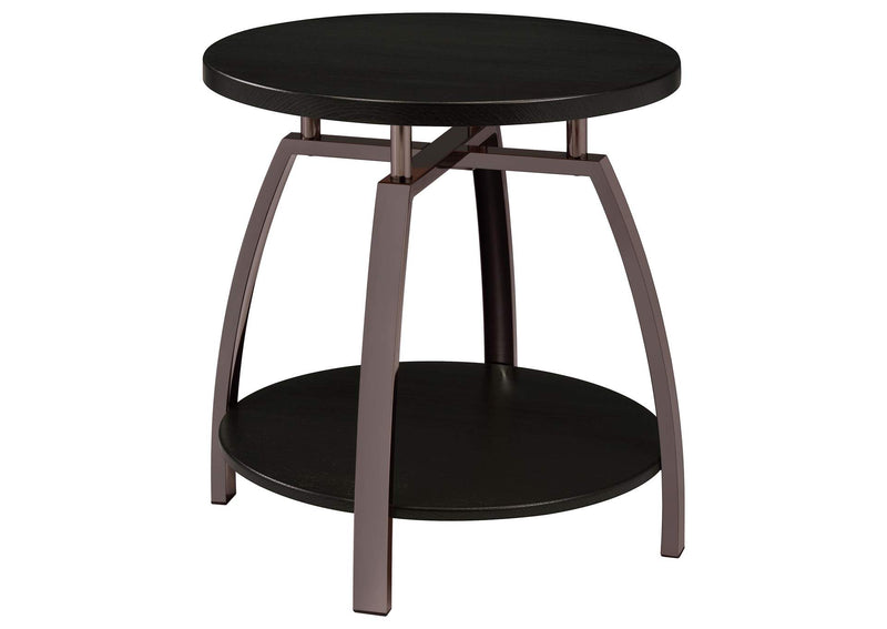 722208-S2 Dacre 2-piece Round Coffee and End Table Set Dark Charcoal