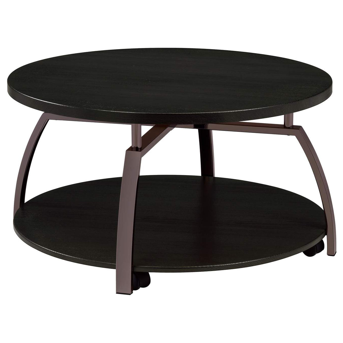 722208-S2 Dacre 2-piece Round Coffee and End Table Set Dark Charcoal